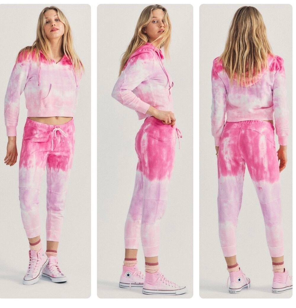LoveShackFancy Bubble Gum Pink Tie Dye Etty Jogger Sweatpants Pants M